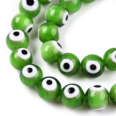 Handmade Evil Eye Lampwork Beads Strands LAMP-N024-32A-1