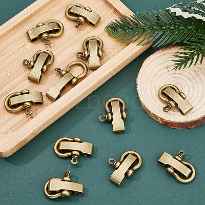 12Pcs Tibetan Style Alloy D-Ring Anchor Shackle Clasps FIND-FH0008-01-1