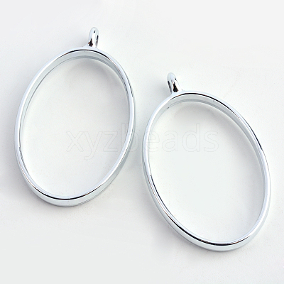 Rack Plating Alloy Oval Open Back Bezel Pendants PALLOY-S047-26D-FF-1