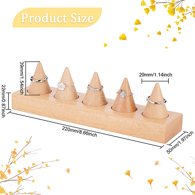 5-Slot Wood Finger Ring Display Stands RDIS-WH0011-08-1