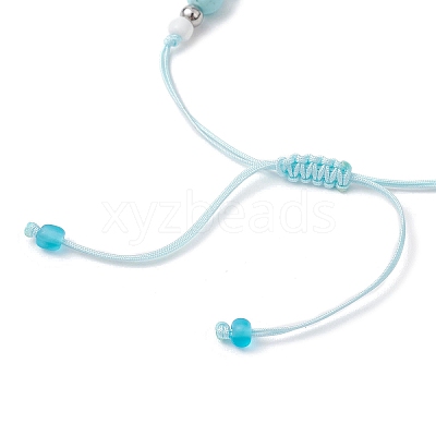 Adjustable Synthetical Turquoise & Porcelain & Natural Howlite Beaded Braided Bead Bracelets for Women BJEW-JB11707-1
