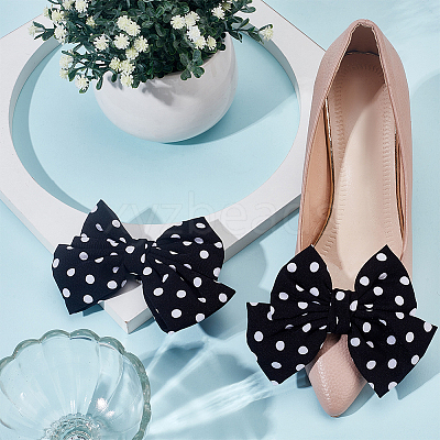 2Pcs Bowknot Polyester Shoe Decoration FIND-DR0001-64B-1