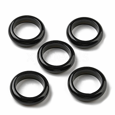 Natural Obsidian Plain Band Ring RJEW-P044-01A-10-1