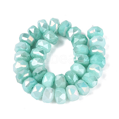 Electroplate Crackle Imitation Jade Glass Beads Strands EGLA-Q135-01A-C04-1