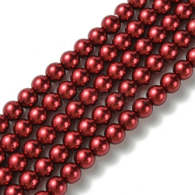 Eco-Friendly Dyed Glass Pearl Round Beads Strands HY-A008-8mm-RB038-1