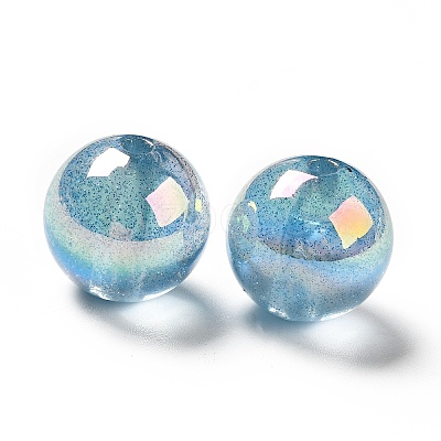 UV Plating Transparent Rainbow Iridescent Acrylic Beads OACR-D010-01E-1