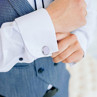 Brass with White Shell Cufflinks FIND-GL0002-07-1