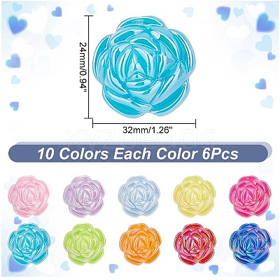 60Pcs 10 Colors UV Plating Iridescent Acrylic Beads MACR-AR0001-23-1