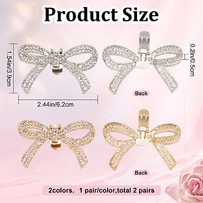 4Pcs 2 Colors Alloy Crystal Rhinestone Wedding Shoe Decorations FIND-CP0001-41A-1