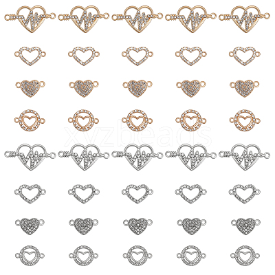 40Pcs 8 Styles Zinc Alloy Connector Charms PALLOY-CA0002-45-1