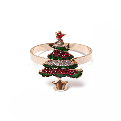 Christmas Alloy Rhinestone Napkin Rings XMAS-PW0001-284B-1