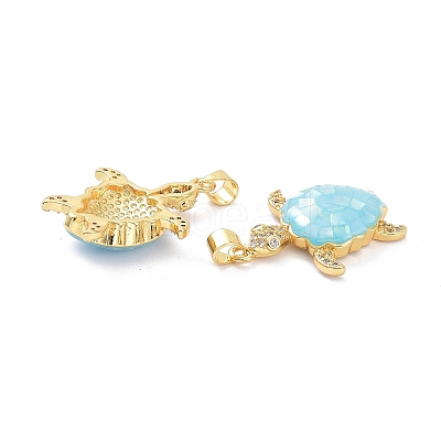 Real 18K Gold Plated Brass Micro Pave Clear Cubic Zirconia Pendants KK-D004-05G-B-1