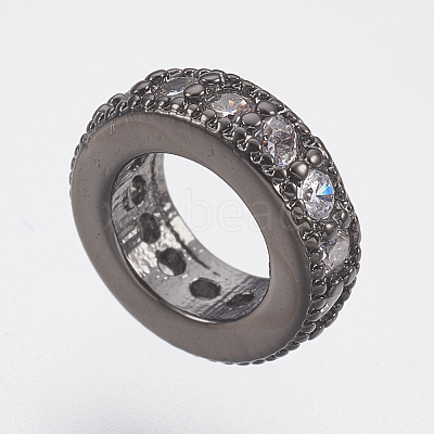Brass Micro Pave Cubic Zirconia Rondelle Wheel European Beads LS-ZIRC-F083-094B-RS-1
