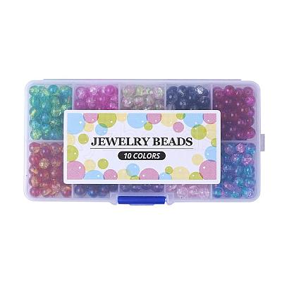 10 Colors Round Transparent Crackle Glass Beads CCG-YW0001-B-1