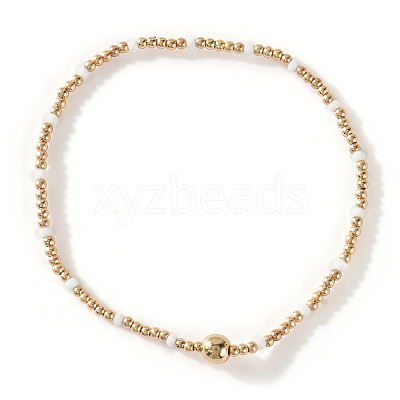 Glass Seed Beads & CCB Beads Stretch Bracelets TB4137-46-1