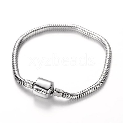 Tarnish Resistant 304 Stainless Steel European Style Round Snake Chains Bracelet Making STAS-I047-01B-1