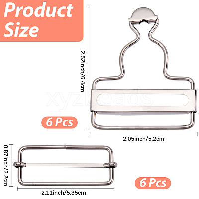 6Bags Adjustable Alloy Buckle FIND-CP0003-92A-1