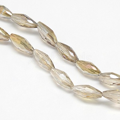 Electroplate Crystal Glass Rice Beads Strands EGLA-F042-A11-1