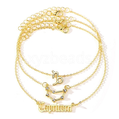 3Pcs Alloy Rhinestones Anklets AJEW-S083-01G-02-1