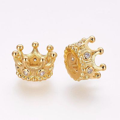 Brass Micro Pave Cubic Zirconia European Beads ZIRC-G091-85G-1