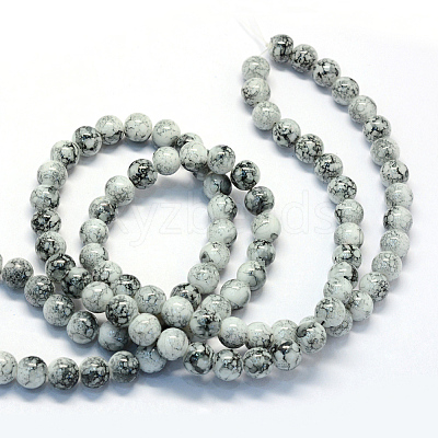 Baking Paint Glass Round Bead Strands DGLA-Q019-8mm-42-1