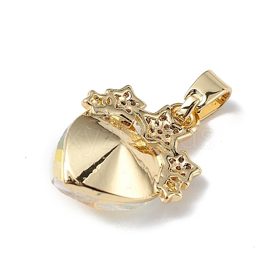 Real 18K Gold Plated Rack Plating Brass Micro Pave Clear Cubic Zirconia Pendants KK-C015-08G-13-1