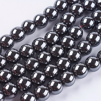 Non-Magnetic Synthetic Hematite Beads Strands G-H1624-10mm-3-1