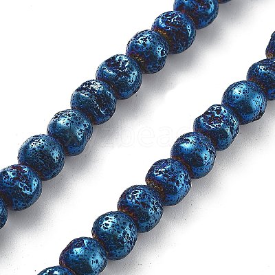 Electroplated Natural Lava Rock Beads Strands G-A251-E01-01H-1