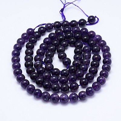 Natural Amethyst Round Bead Strands G-M212-10mm-01C-1