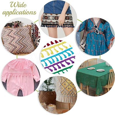 5 Rolls 5 Colors Cotton Tassel Ribbons OCOR-CA0001-13-1