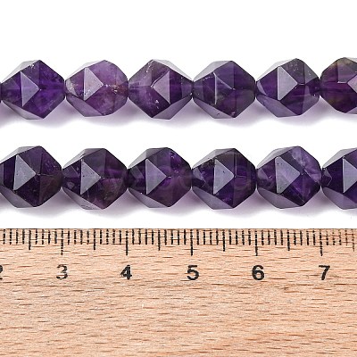 Faceted Natural Amethyst Beads Strands G-K066-09-10mm-1