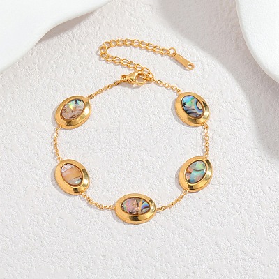 304 Stainless Steel Enamel Link Bracelets for Women SA-K003-06A-G-1