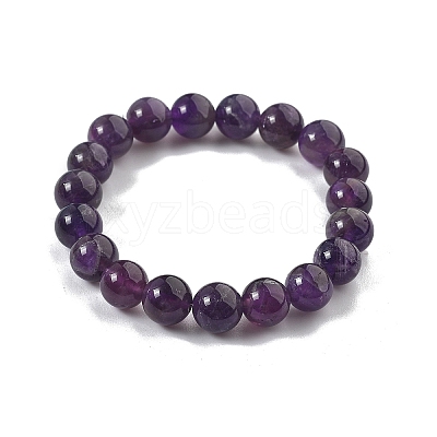 Natural Amethyst Bead Stretch Bracelets BJEW-K212-C-034-1