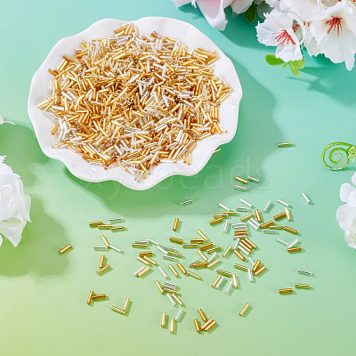 3300Pcs 3 Colors Plated Glass Bugle Beads SEED-TA0001-56-1