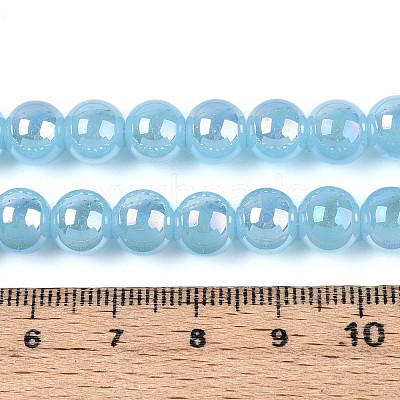 Electroplate Imitation Jade Glass Beads Strands GLAA-T032-J8mm-AB04-1