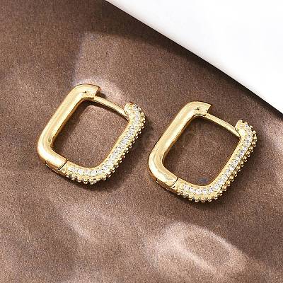 Rectangle Brass Clear Cubic Zirconia Stud Earrings EJEW-A156-12B-G-1
