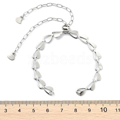 Brass Heart Link Chain Slider Bracelet Making AJEW-JB01603-02-1