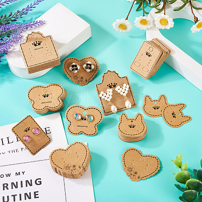 150Pcs 5 Styles Kraft Paper Earring Display Cards DIY-TA0006-04-1