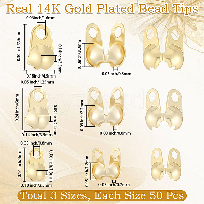 150Pcs 3 Styles Brass Bead Tips KK-BBC0027-85D-1