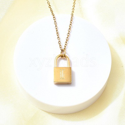 304 Stainless Steel Rolo Chain Pendant Necklaces NJEW-S444-01G-12-1