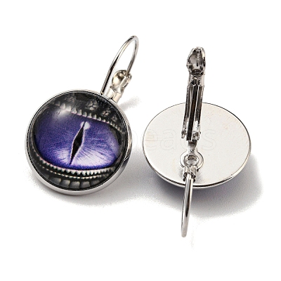 Dragon Eye Glass Leverback Earrings with Brass Earring Pins EJEW-Q798-01T-1