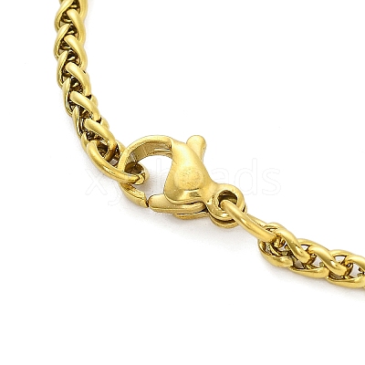 Constellation 304 Stainless Steel Micro Pave Clear Cubic Zirconia Wheat Chain Pendant Necklaces for Women Men LS-NJEW-U007-01L-1