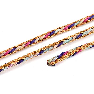 100M Segment Dyed Round Nylon & PET & Polyester Metallic Braided Cord OCOR-N009-01A-1
