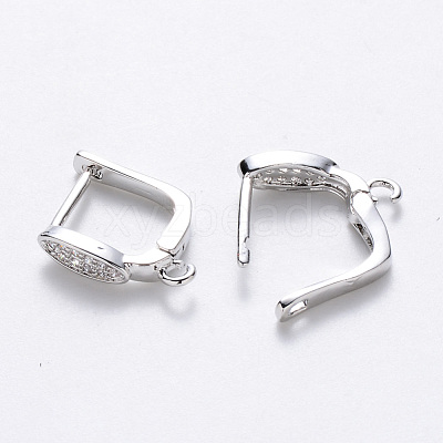 Brass Micro Pave Cubic Zirconia Hoop Earring Findings with Latch Back Closure KK-T048-032P-NF-1