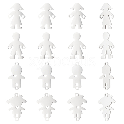 16Pcs 4 Style 201 Stainless Steel Connector Charms STAS-UN0035-52-1