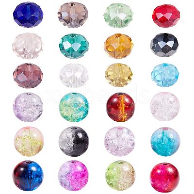 Spray Painted Crackle/Electroplate Glass Beads GLAA-PH0007-42-1