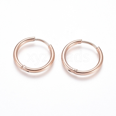 Ion Plating(IP) 304 Stainless Steel Huggie Hoop Earrings EJEW-F111-18mm-RG-1
