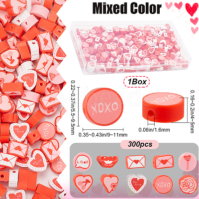 Valentine's Day Theme 300Pcs Handmade Polymer Clay Beads CLAY-SP0001-01C-1