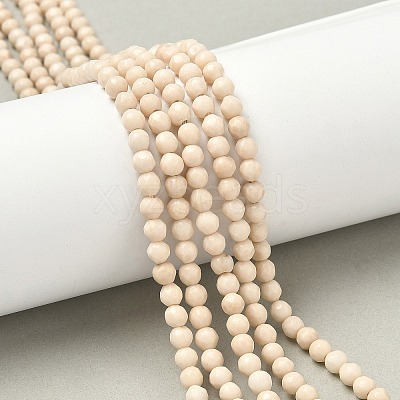 Natural Fossil Beads Strands G-K209-05D-4mm-1