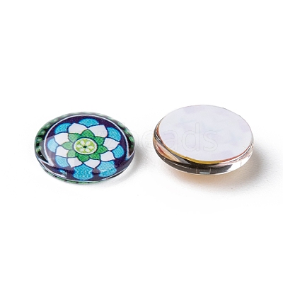Mosaic Printed Glass Half Round/Dome Cabochons X-GGLA-N004-12mm-G-1